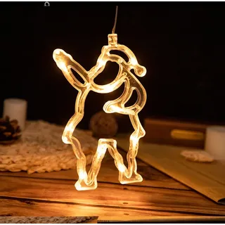 LED Weihnachtsmann Fensterlicht Weihnachtsdeko Lichterkette Batterie Hängende Weihnachten Fenster Deko mit Sauger