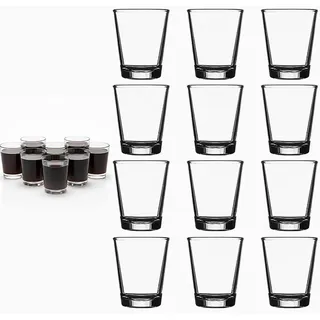 Zbozzba 12 Stück Schnapsgläser Glas, 60ml Shotgläser aus klarem Glas mit dickem Boden, Spülmaschinenfest Dicke Basis,Kleine Likörgläser, Transparent Shot Gläser,für Family Bars, Holiday Gatherings