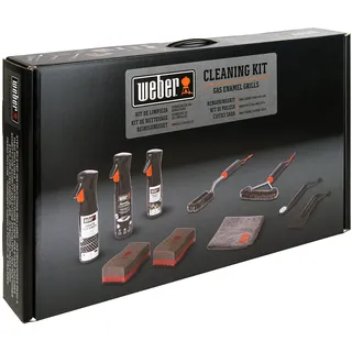 Weber Reinigungsset für Emaille-Grills, enthält: 3X Grillbürsten, Grillrost- & Emaille-Reiniger (jeweils 300ml), Non-Stick Spray 200ml, Mikrofasertuch, Schaber, 2 Reinigungsschwämme (18284)