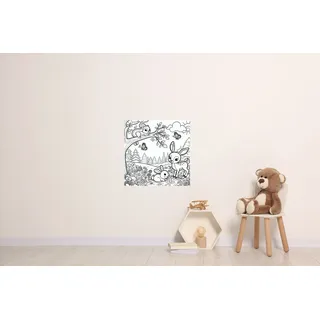 Queence Wandsticker QUEENCE "Waldtiere", weiß, B:45cm H:45cm, Vinyl, Wandtattoos, DIY-Wandsticker zum Bemalen
