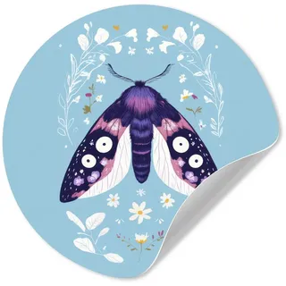 MuchoWow Wandsticker Blätter - Weiß - Schmetterling - Insekt (1 St), Tapetensticker Selbstklebend, Wandbild Wohnzimmer, 80x80 cm 80 cm x 80 cm x 0.1 cm