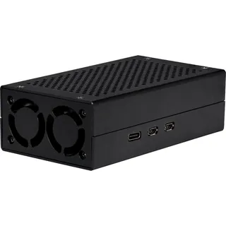 Joy-It ALU CASE for Pi5+M2 HAT / AI Kit SBC-Gehäuse Passend für Raspberry Pi® 5 B inkl. aktiven Kühler Schwarz