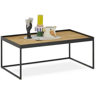 SetOne by Musterring Couchtisch, Schwarz, Eiche, Holz, Metall, Eiche, massiv, rechteckig, eckig, Kufe, 60x49x100 cm, Wohnzimmer, Wohnzimmertische, Couchtische, Couchtische Metall