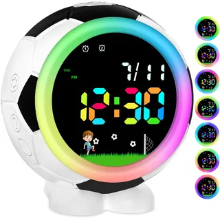 Edillas Digital Wecker Kinder für Jungen Und Mädchen | Kinderwecker mit Farbigem Nachtlicht, Timer, Dualer Alarm, 6 Wecktöne, Snooze‐Funktion für Schlafzimmer und Zur Schulsaison