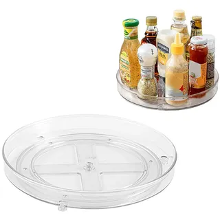 Gewürzregal Drehteller Küchen Organisator, 360 Grad Drehbarer Gewürzhalter Küchen Kühlschrank Organizer für Vorratsdosen und Gewürze, durchsichtig (Klein)