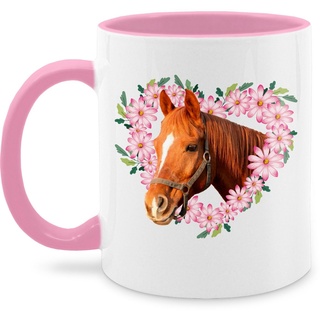 Shirtracer Tasse »Pferd mit Herz - Kaffeetasse Hobby Geschenk - Tasse zweifarbig«, Keramik, tasse rosa pferd - geschenk für reitlehrerin - pferdetasse - pferde rosa