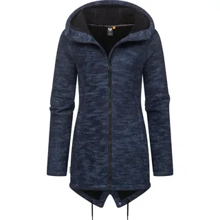 Ragwear Kapuzenstrickjacke "Wingi Melange", Damen, Gr. XS (34), blau (navy), Strick, Obermaterial: 56% Baumwolle, 44% Polyester. Innenfutter: 100% Polyester, figurumspielend ca.