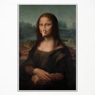 XMJJQQ Lustiges Badezimmer-Wandkunst, Vintage-Poster, Mona Lisa Gemälde, Klassische Malerei, Leinwand, Humor, Lustige Toilette, Kunst, Kneifende Nase