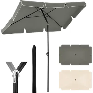 WOLTU Sonnenschirm 200x120 cm, Balkonschirm Strandschirm Gartenschirm Terrassenschirm, Sonnenschutz Balkon Terrasse Garten, höhenverstellbar, 45° knickbar, UV-beständig, wasserdicht, Dunkelgrau