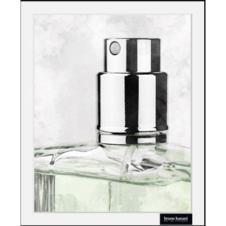 Bild mit Rahmen BRUNO BANANI "Parfüm - Gerahmter Digitaldruck Wandbild" Bilder Gr. B/H: 50 cm x 70 cm, Wandbild Hochformat, 1 St., grün Bilder mit Rahmen Holzrahmen - Dekoration
