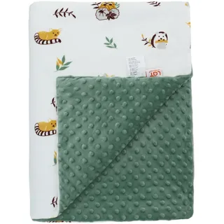 LAT Babydecke Kinderdecke mit Minky - Kuscheldecke Baby Krabbeldecke Kinderwagen Decke Unisex Baby Decke für Neugeborene Kinder, Babydecke Winter (Animals, 100 x 75cm)