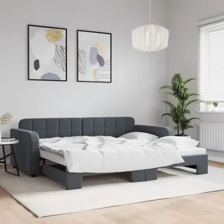 vidaXL Tagesbett, Ausziehbar Dunkelgrau 90x190 cm Samt