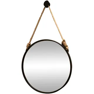 Runder Wandspiegel Hängender Spiegel mit Seil für Wanddekor, schwarz |Moderne schwimmende Duschspiegel für Badezimmer, Schlafzimmer, Kinderzimmer, Wohnzimmer, 40 cm 50 cm 60cm 70 cm (Size : 70cm)