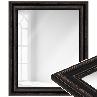 WANDStyle Spiegel Barock und Antik I Außenmaß: 40x100cm I Farbe: Schwarz I schwarzer Wandspiegel aus Holz I Made in Germany I H550