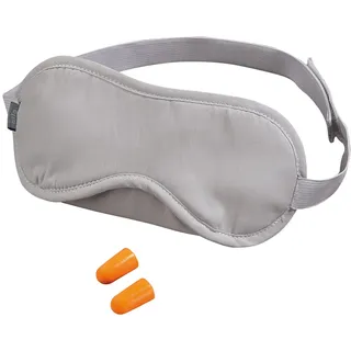 Gepolsterte Schlafmaske mit zwei Ohrstöpseln, grau