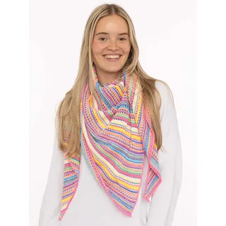 Zwillingsherz Dreieckstuch "Hippie", Damen, bunt (pink orange), Strick, Materialmix, gestreift, Modetücher, buntes Muster, Strick, wärmend