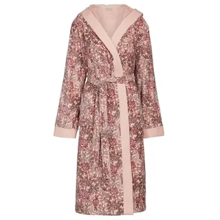 Essenza Damenbademantel Perri Ophelia, Langform, Baumwolle, Kapuze, Gürtel, mit Blumenprint rosa L