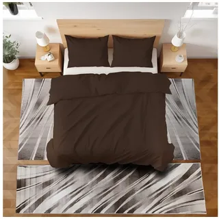 SIMPEX24 Kurzflor-Bettumrandung Abstrakt Wellen Design, Höhe 12 mm, (Bett-Set, 3-tlg., Bettvorlage), Schlafzimmer Teppich Bettumrandung Läufer Set 3 teilig braun