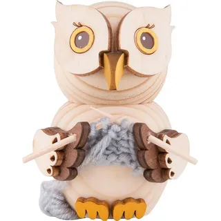 Kuhnert Mini-Eule mit Strickzeug 7 cm beige