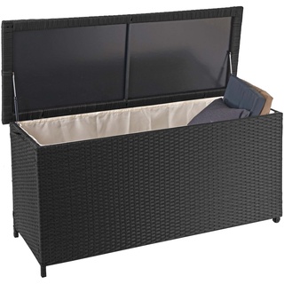 Poly-Rattan Kissenbox MCW-D88, Gartentruhe Auflagenbox Truhe ~ Premium schwarz, 63x135x52cm 320l