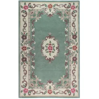 KADIMA DESIGN Traditioneller Wollteppich, `Beauly` mit Handgeschnitzten Details. Farbe: Grün-Beige, 150x240 cm, | Kadima Design