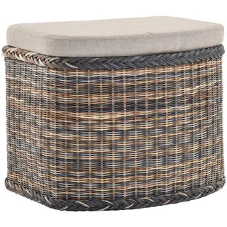 Krines Home Wäschetruhe Wäschekorb bauchig Sitz Truhe Sitzbank mit Deckel Sitzhocker Polster (Wäschebox mit Inlett), Sitzbank mit Stauraum braun