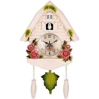 Kuckucksuhr, Wanduhr, Kuckucksuhren Kuckucksuhr Modern Batteriebetriebenes Kuckucksuhr Schwarzwald Kuckuckruf Wanduhr Modern Weiss Vintage Cuckoo Wanduhr Pendel Wanduhr