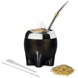 Yerba Mate Set 5-in-1 Elefant Sternen-Design 153ml Edelstahl/PET Schwarz