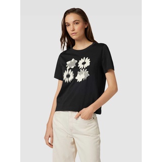 T-Shirt mit floralem Print, Black, M