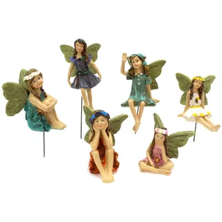 6 Stück Harz Fee Statue | Feen Figuren Zubehör | Fairy Garden Miniatur Feen Figuren Elfen | Fee Garten Feen Figur Miniatur | Harz-Feen Statuen Zubehör - Für Garten Outdoor Blumentopf Puppenhaus Deko
