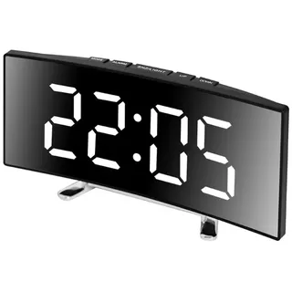iSpchen Digitaler Wecker mit großem LED-Display Wecker Reisewecker Schlummerfunktion Lichtsteuerung intelligenter Home Office Funk-Wecker autom für Schlafzimmer Wohnzimmer kreativ Weiß