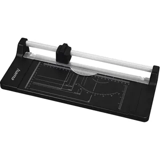 Hama Papierschneider mit Rollklinge (Schneidemaschine mit 5 Blatt Schneidleistung, Schneidegerät bis DIN A4, Rollenschneidemaschine für Papier, Folie und Fotos) schwarz