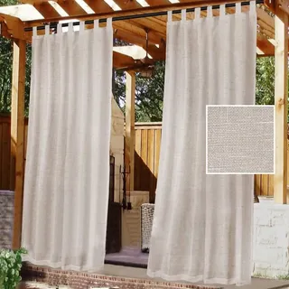 Gluhbirnen Outdoorvorhänge, Outdoor Vorhänge mit Ösen Wasserdicht, Balkon Vorhang, Transparente Vorhänge, Sonnenschutz Vorhang, Outdoor Gardinen, Vorhang Pavillon, Leinen, 132 * 241CM