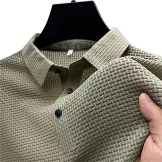 LYXYGMV Herren Business Casual Kurzarm-Polo-Shirt mit Knochenblume, einfarbig, atmungsaktiv, bequem, vielseitiges Sommeroberteil Für Männer, Sommer(Khaki,4XL)