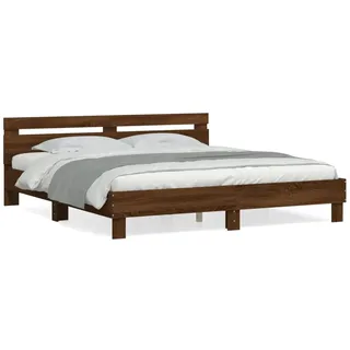 vidaXL Bettgestell mit Kopfteil Braun Eichen-Optik 160x200 cm