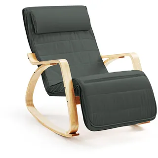 Hom&Com - Schaukelsessel und Relaxsessel – Komfortabler Stillstuhl voor Mama, Schlafsessel, Lesesessel und Rocking Chair mit Fußstütze für Wohnzimmer, Indoor & Entspannung – 160 kg (Grau)