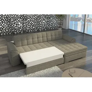 JVmoebel Ecksofa Ecksofa 7330 mit Bettfunktion aus Leder-Textil-Polster, Made in Europa weiß