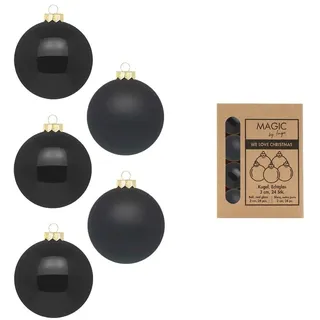 INGE-GLAS 24 Weihnachtskugeln 3cm Glas Christbaumkugeln Weihnachtsbaumkugeln schwarz