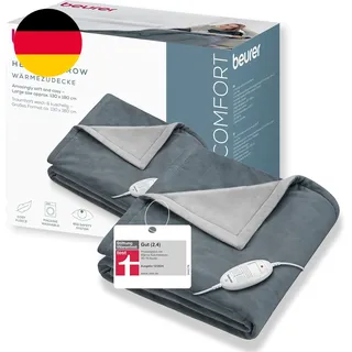 Beurer HD 75 Dark Grey Heizdecke, Kuschelig Weiche Wärmezudecke, 6 Temperaturstu