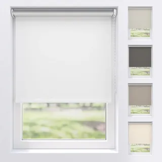 EFIXS Verdunkelungsrollo Silver Reflex mit & ohne Bohren, Breiten: 60-240, Höhe 190 cm, Hier: 220 x 190 cm, Weiss, Premium Rollo Verdunkelung mit Kettenzug, Thermo Rollo zum Klemmen, Thermorollo