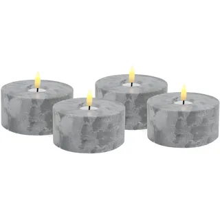 Candela Lights LED Kerzen 4er Set H5xØ10cm Betonoptik mit Fernbedienung Timer Funktion & mehrstufig dimmbar flammenlos Betonoptik