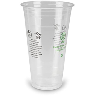 Pro DP 1000 Clear Cups Smoothiebecher Shakebecher Müsli Shaker rPET Recycling versch. Größen & Deckel - Inkl. Verpackungslizenz in D (Domdeckel mit Rundloch)