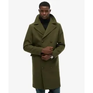 Superdry für Herren. M5012384A Merchant-Mantel aus Wollmischung, lang, grün (M), Lässig, Klassisch, Polyester