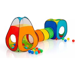 NUBUNI 3 in 1 : Spielzelt Kinderzelt : Babyzelt mit krabbeltunnel : Teiliges Bällebad : Spielzelt Babyzelt : Spielhaus mit Zelt Tasche und Tunnel : Mehrfarbig