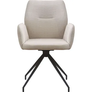 Armlehnstuhl SALESFEVER Stühle Gr. B/H/T: 59 cm x 88 cm x 58 cm, Webstoff strukturiert Strukturoptik, Armlehnstuhl mit 180 Drehfunktion Beige + Metall, beige (beige, schwarz, schwarz) Armlehnstühle mit 180 Drehfunktion