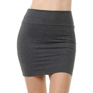 Fashion Aktiv Basic Doppellagige Baumwolle Simple Stretch Tube Bleistift Mini Rock - grau - Groß - L
