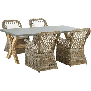 Beliani Gartenmöbel Set 5-tlg. Beige/Grau/Weiß/Braun