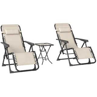 Outsunny GartenliegeSet 90 x 65 x 110 cm Beige