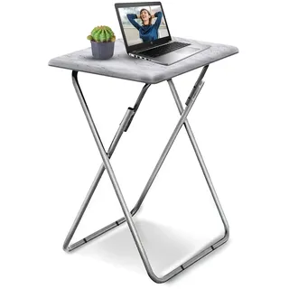 Beistelltisch Klappbar, Balkontisch Klappbar, Klapptisch Klein Balkon, Foldable Table, Kleiner Beistelltisch Outdoor, Für Wohnzimmer Esszimmer Terrasse Garten, Rechteckig, Weißer Marmor, 37x47x66cm