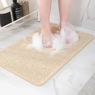 rutschfeste Badewannenmatte, rutschfeste Duschmatte, schnell trocknende Badewannenmatten, Fußschrubbermatte, rutschfeste Matte für Badewanne, Boden, Badezimmer, Zuhause, Hotel (Beige, 61x40 cm)